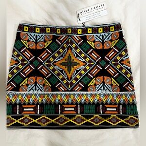 Alice + Olivia skirt size 0 multicolor embroidered new with tags